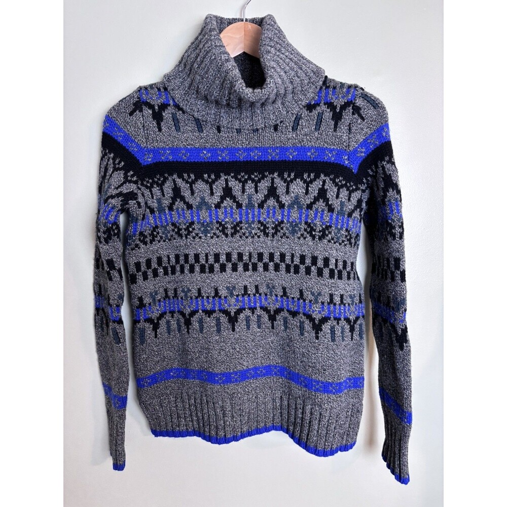 Madewell Iceblock Fair Isle Cowl Neck Sweater 100% Merino Wool Cabincore Ski